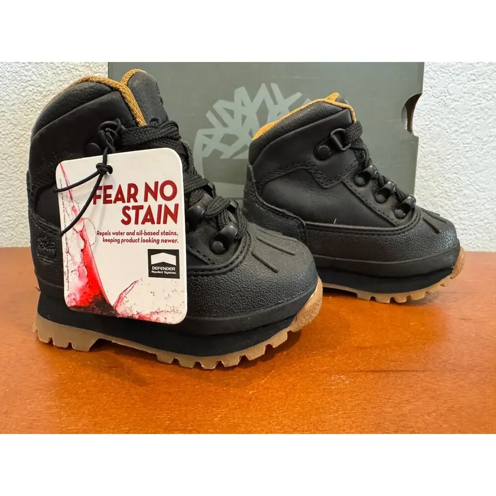 Timberland Euro Hiker Shell Water Resistant Toddler Boots Size 4 Black